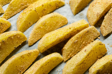 Fried potato wedges. Food. Fast food. Diet