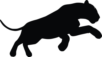 Vector EPS Black Silhouette of a Leaping Panther - Dynamic Wildlife Illustration for Design and Art Projects