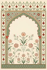 Vintage mughal frame design, seamless pattern with flowers, seamless floral pattern with flowers, seamless floral pattern, seamless pattern with leaves	
