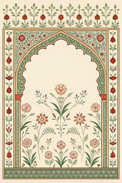 Vintage mughal frame design, seamless pattern with flowers, seamless floral pattern with flowers, seamless floral pattern, seamless pattern with leaves	
