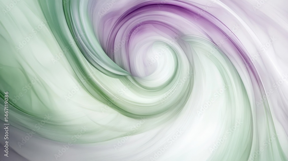 Poster abstract swirl of light green and purple hues creating a vortex effect with soft color gradients. ab