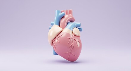 Stylized 3D Render of a Human Heart Anatomy Illustration