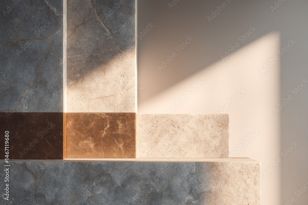 Poster capture minimalistic wall surface featuring diverse textures and materials showcasing elegant design