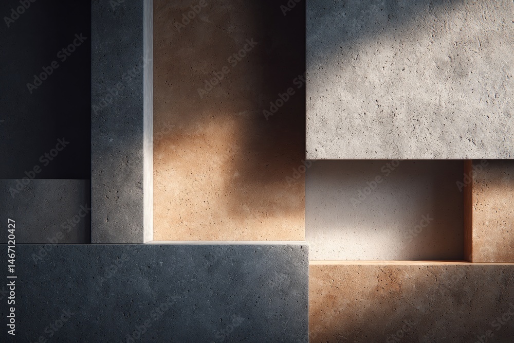 Poster capture minimalistic wall surface featuring diverse textures and materials showcasing elegant design