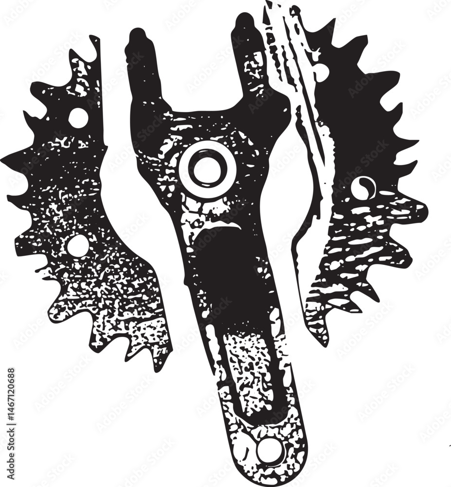 Poster a wrench and gear components overlap creating a textured .