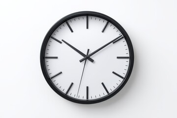 Clock with black frame on white background