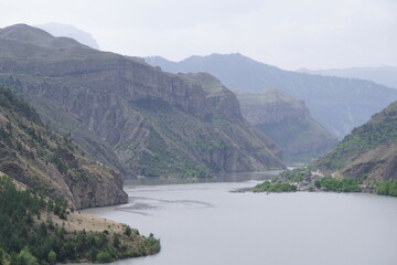 Fototapeta premium View of the river located in a mountainous area.