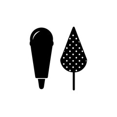 ice cream cone and popsicle on white background   