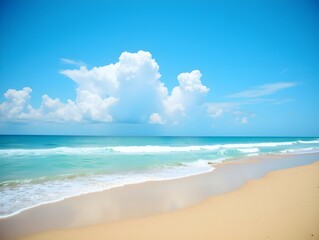 Fototapeta premium Stunning Beach With Blue Sky and Clouds