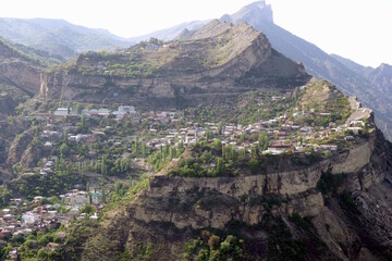 View of the mountain and the village of Gunib. Dagestan.