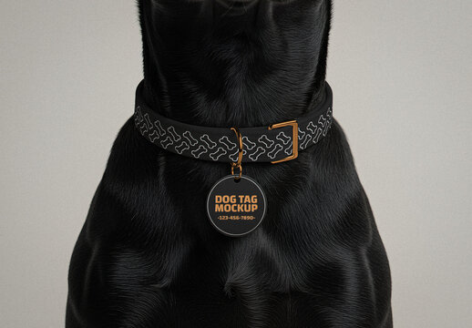 Dog Tag With Collar Mockup