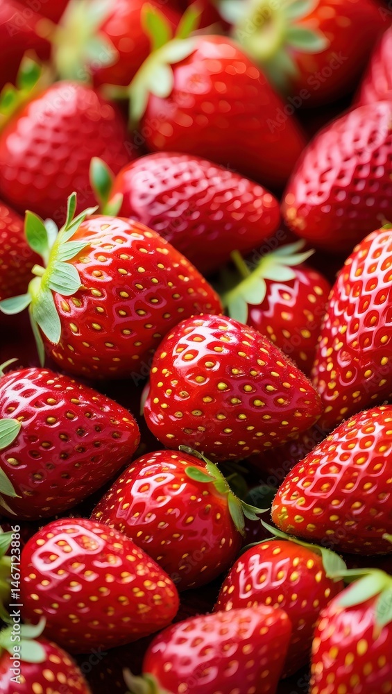 Aufkleber a bunch of red strawberries in a container.