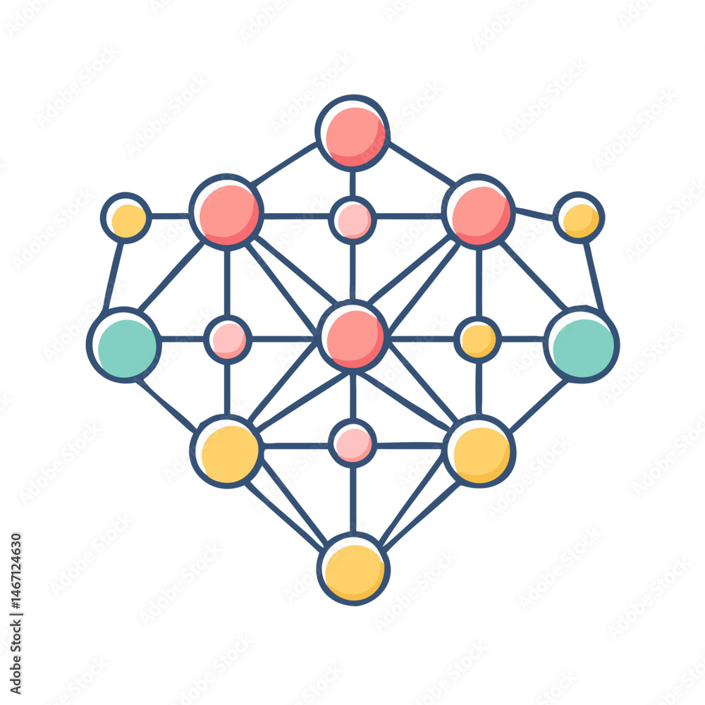 Poster network connection diagram illustration for social media data analysis and visualization tool