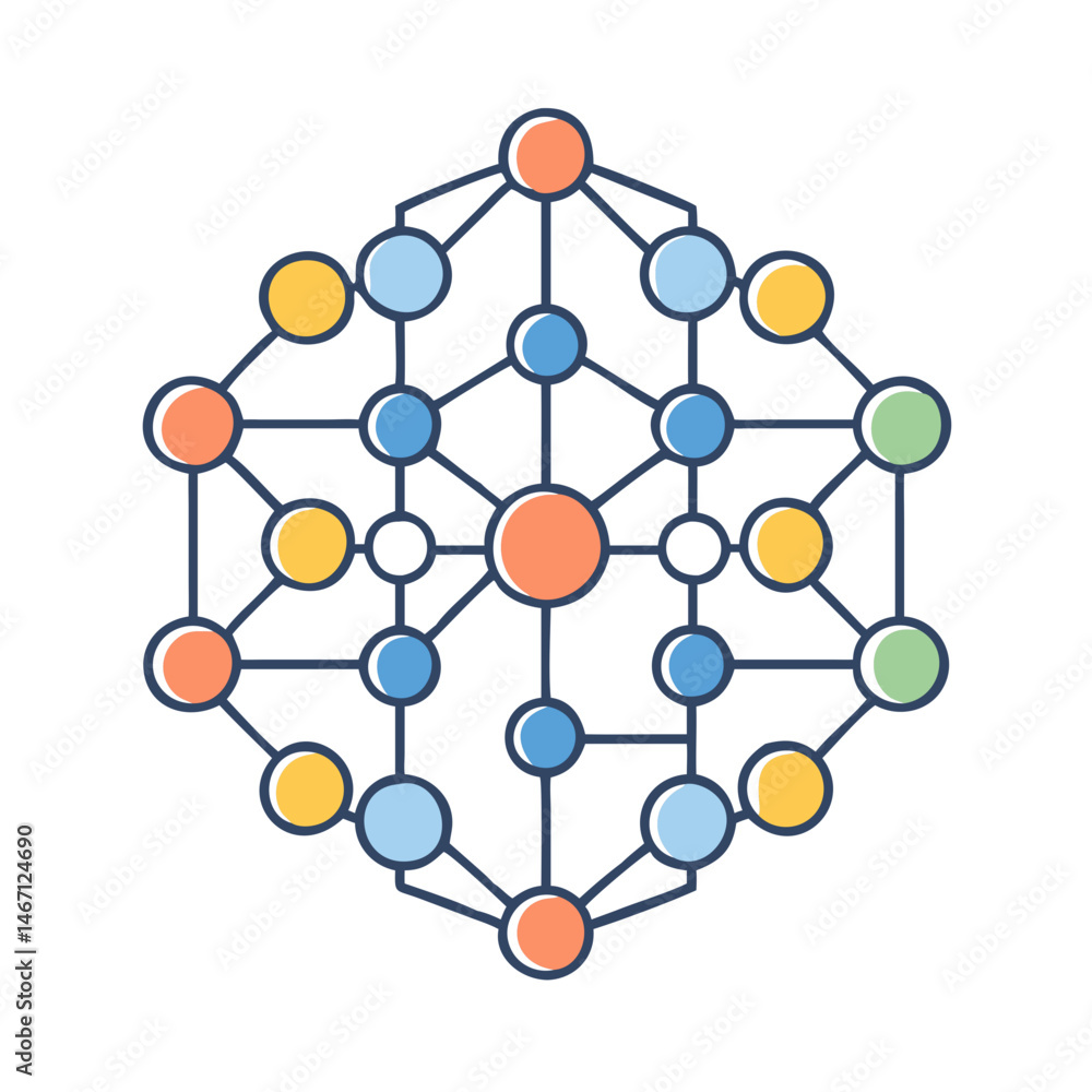 Poster Abstract network diagram with interconnected nodes for data visualization and analysis use