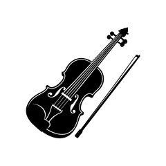 violin with bow  a wooden violin lying beside its 