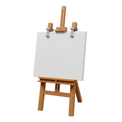 Wooden easel transparent background, art studio concept for painting and display.