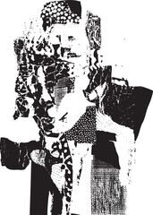 Fototapeta premium A fragmented grayscale portrait of a person with an abstracted face.