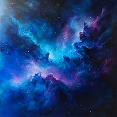 Fototapeta premium Cosmic nebulae; swirling, vibrant colors; starry night sky; art print