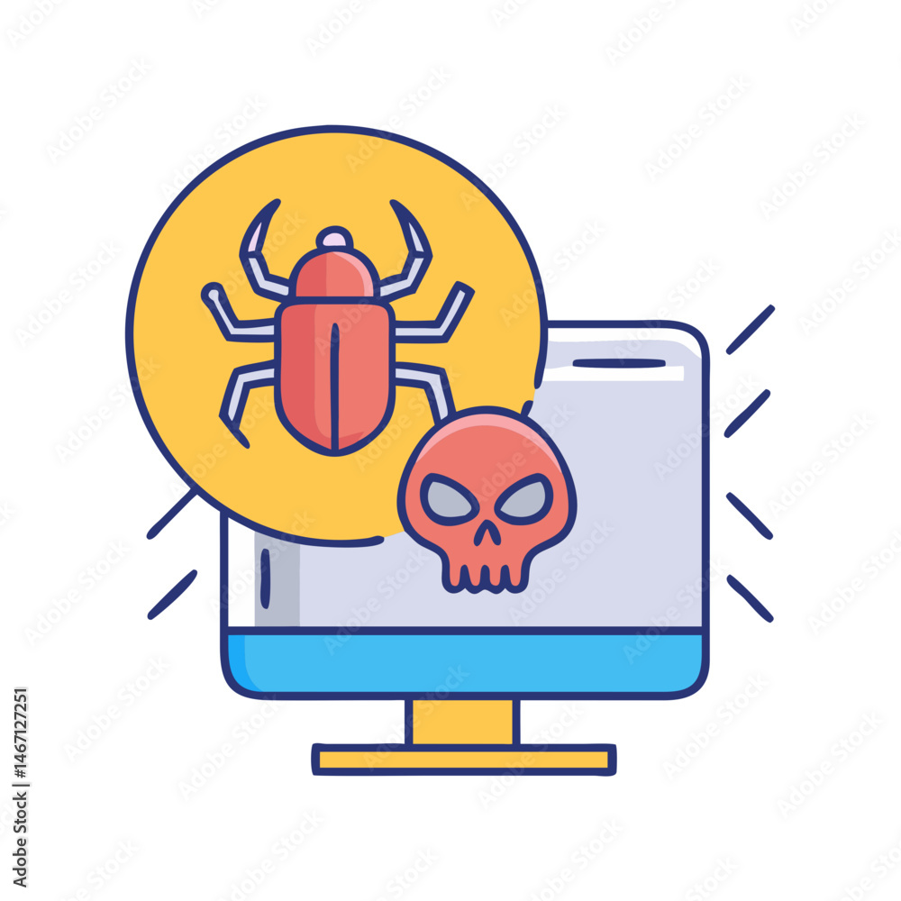 Poster computer virus malware attack bug threat security vulnerability system error danger warning risk