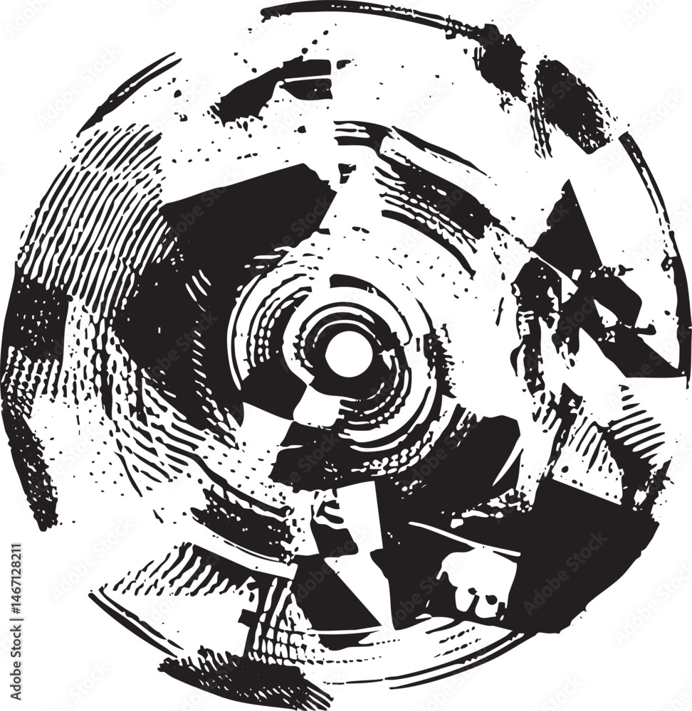 Poster a circular textured of dark and light tones creates a dynamic visual effect.
