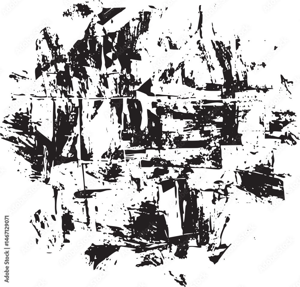 Poster a fragmented black and white abstract with sharp edges.