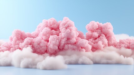 Whimsical Pink and White Fluffy Clouds Against a Serene Blue Sky Background Texture