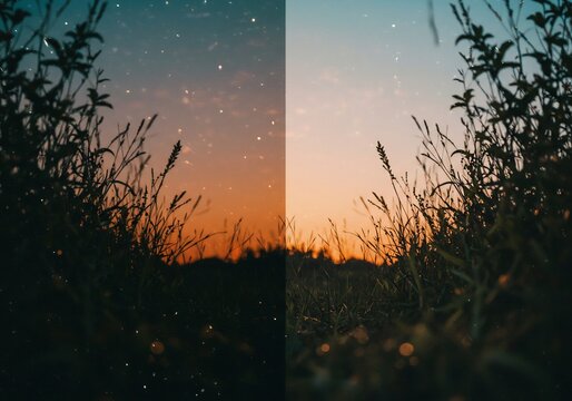 Golden Hour Sunset Silhouettes Soft Light Effect. AI Generated