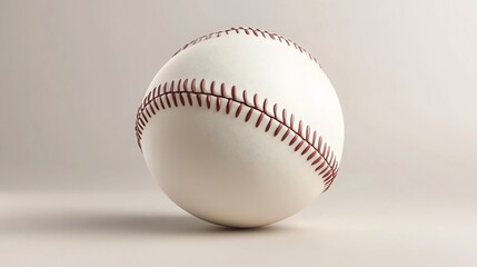 A baseball isolated on a plain background with visible red stitches