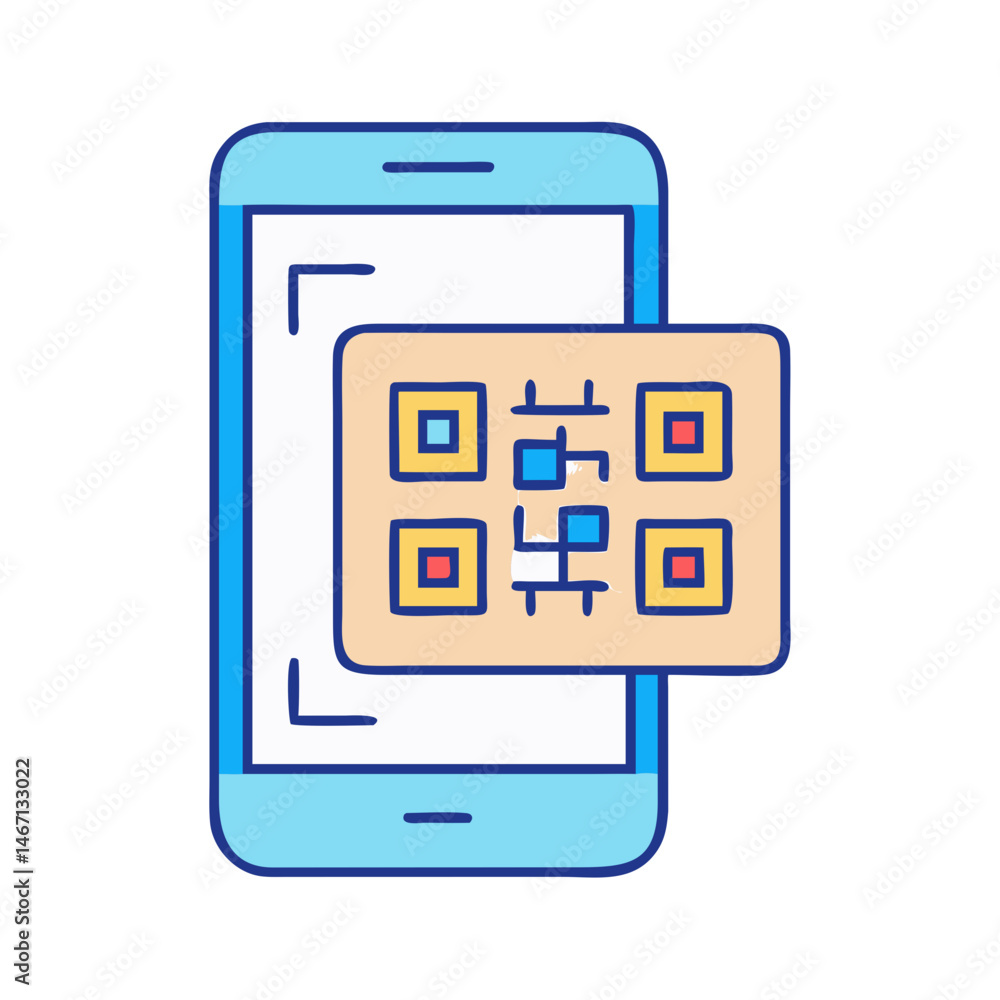 Poster scan qr code with smartphone for mobile payment digital marketing and information access
