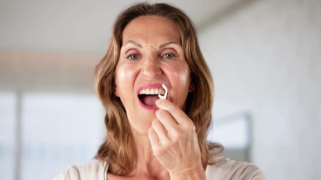 Woman's Hand Cleaning Teeth