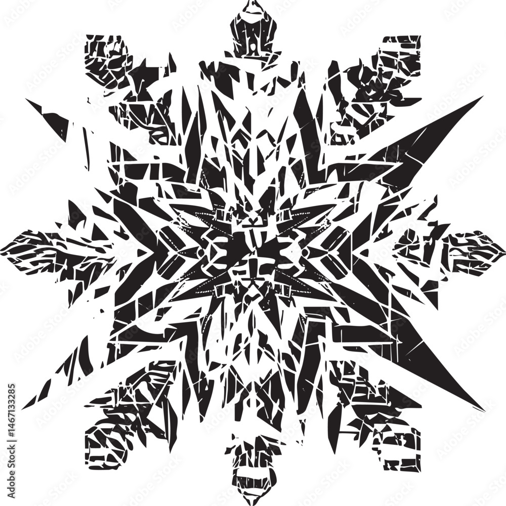 Poster a stark fragmented snowflake dominates the .