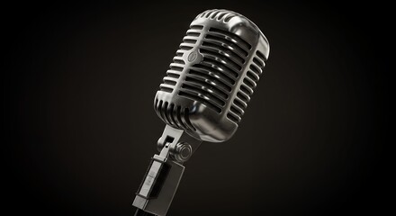 Fototapeta premium Vintage Microphone on Black Background