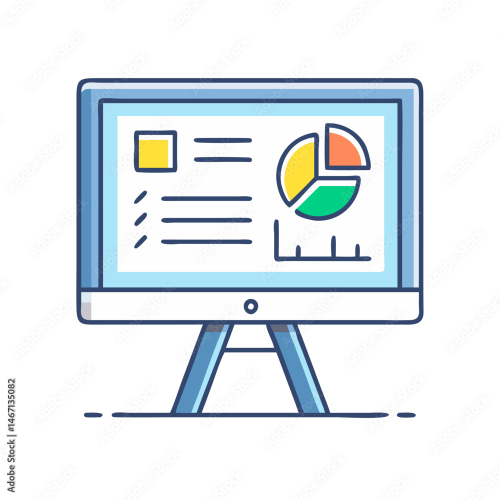 Fototapete Illustration of computer screen display monitor with text and pen for graphic design work station