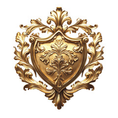 Golden Shield on Transparent Background

