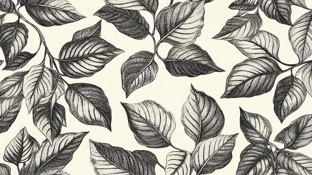 Detailed illustration of various leaves on textured background