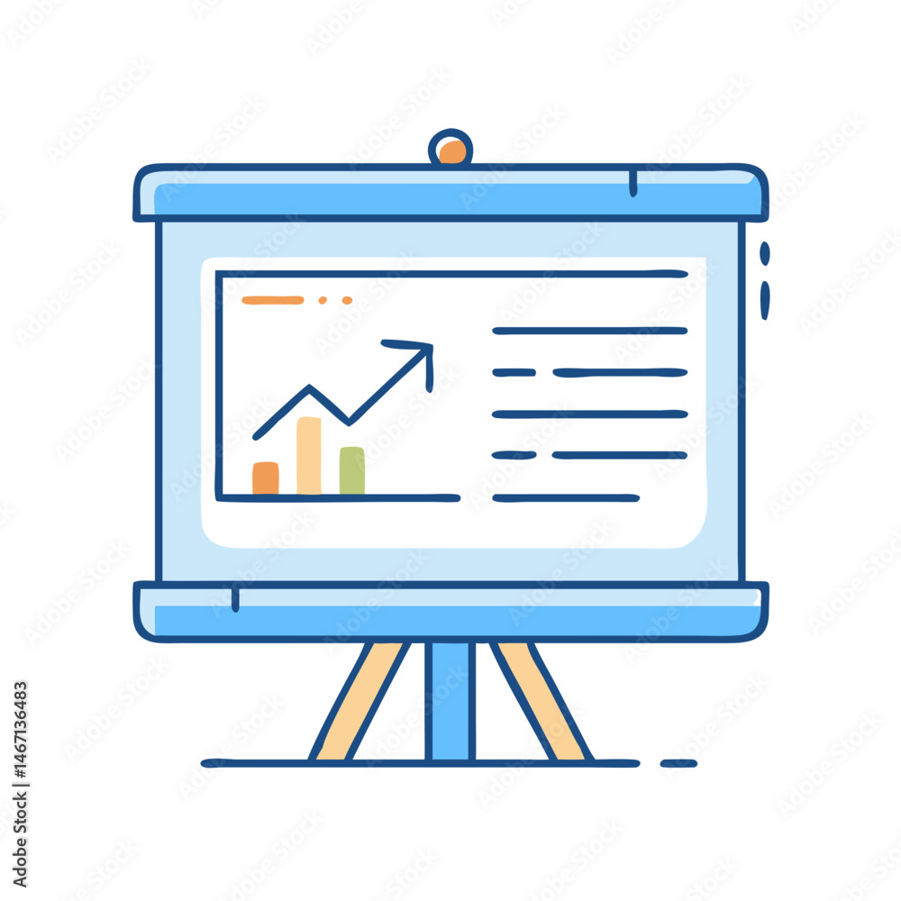 Poster presentation board showing business growth chart and data analysis for strategic planning meeting