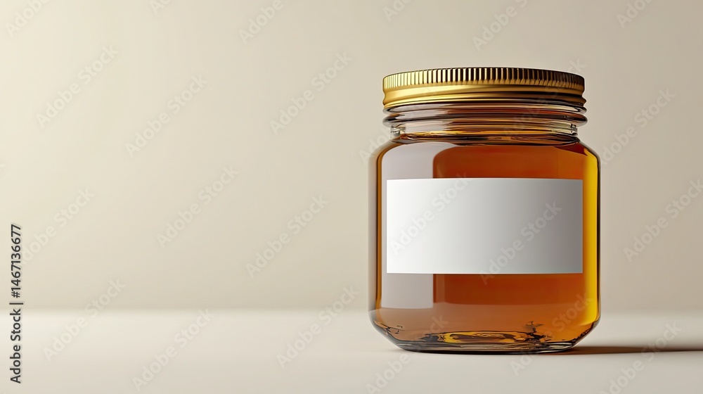 Poster honey jar mock-up - blank label for product display and branding