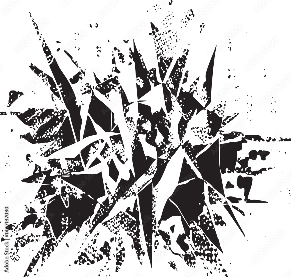 Aufkleber a dense collection of shattered jagged shards forms a chaotic central point.