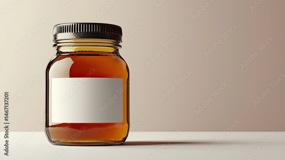 Poster honey jar mock-up - blank label for product display and branding