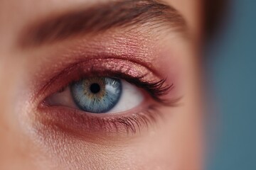 Fototapeta premium close-up on woman eye artfully adorned with vivid modern makeup colors
