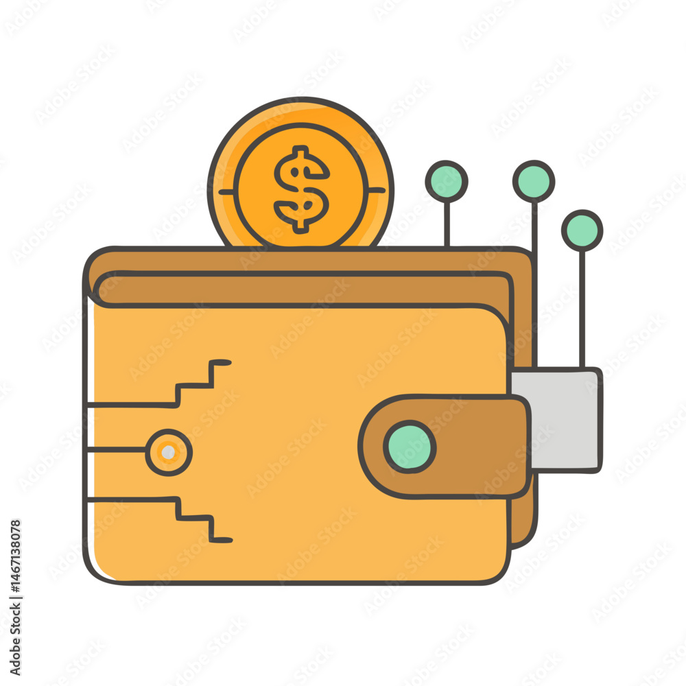 Poster digital wallet cryptocurrency blockchain finance payment online money transaction technology secure 