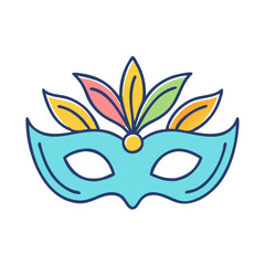 Mardi gras mask carnival venetian festival celebration party costume masquerade ball blue yellow design