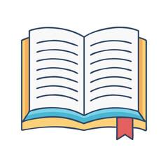 Open book illustration vector for education reading learning and study with bookmark design
