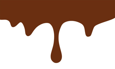 Melted chocolate seamless texture. Melted chocolate dripping on white background. Dripping liquid.