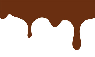 Melted chocolate dripping on white background. Dripping liquid. Melted chocolate topping seamless texture.