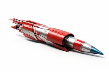 Futuristic Red Rocket Design Sleek Powerful Spaceship Missile Sci Fi Weapon Concept