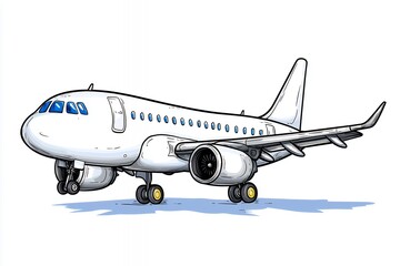 Fototapeta premium White Passenger Airplane Pixel Art Illustration