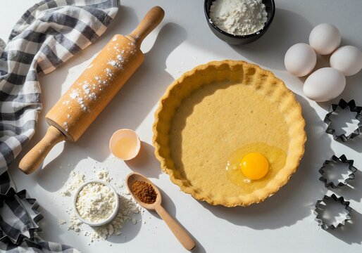 Pr&eacute;paration tarte p&acirc;tisserie lumi&egrave;re naturelle dor&eacute;e