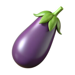 3D Render of a Glossy Purple Eggplant - Vibrant Vegetable Illustration