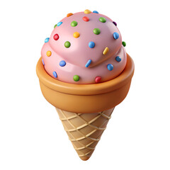 Pink Ice Cream Cone with Sprinkles - Sweet Summer Treat